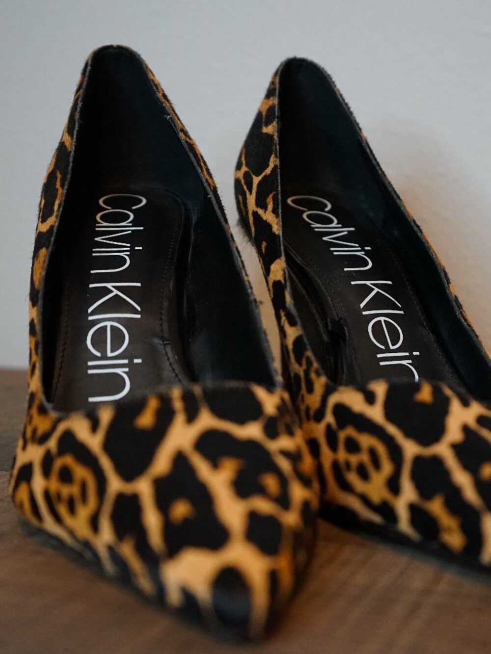 Calvin Klein Leopard Real Cow Fur Heels Size 10